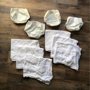 GERBER 6 Birdseye cotten diapers, 4 diaper covers